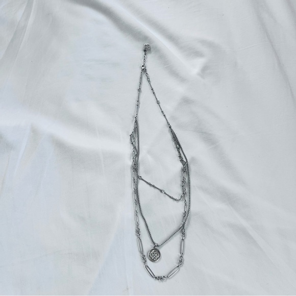 Kendra Scott Medallion Coin Multi Strand Silver Layered Necklace - Picture 8 of 9